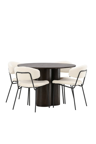 Venture Home OliviaDiningTable-Mocca/MoccaFaner+ChicoDiningChair-Svart/VitBoucle_4