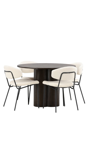 Venture Home OliviaDiningTable-Mocca/MoccaFaner+ChicoDiningChair-Svart/VitBoucle_4
