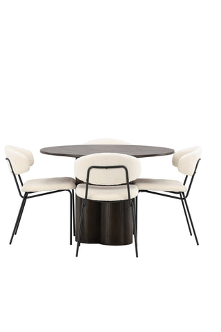 Venture Home OliviaDiningTable-Mocca/MoccaFaner+ChicoDiningChair-Svart/VitBoucle_4