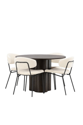 Venture Home OliviaDiningTable-Mocca/MoccaFaner+ChicoDiningChair-Svart/VitBoucle_4