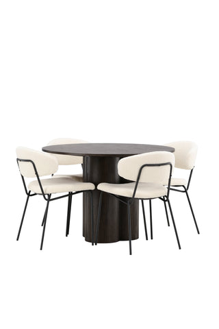 Venture Home OliviaDiningTable-Mocca/MoccaFaner+ChicoDiningChair-Svart/VitBoucle_4