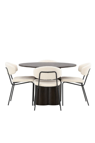 Venture Home OliviaDiningTable-Mocca/MoccaFaner+ChicoDiningChair-Svart/VitBoucle_4