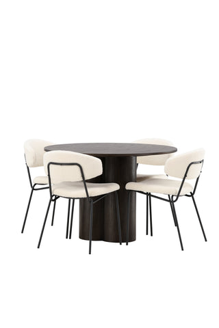 Venture Home OliviaDiningTable-Mocca/MoccaFaner+ChicoDiningChair-Svart/VitBoucle_4