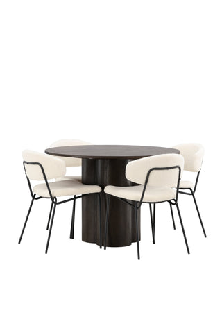 Venture Home OliviaDiningTable-Mocca/MoccaFaner+ChicoDiningChair-Svart/VitBoucle_4