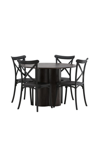 Venture Home Olivia Matbord-Mocca/MoccaFaner+Crosett Matstol-Mattsvart/MattsvartPlast_4
