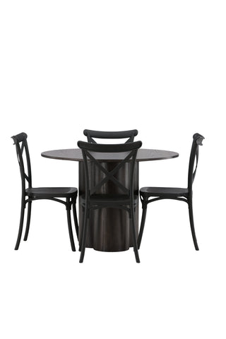 Venture Home Olivia Matbord-Mocca/MoccaFaner+Crosett Matstol-Mattsvart/MattsvartPlast_4