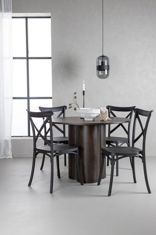 Venture Home Olivia Matbord-Mocca/MoccaFaner+Crosett Matstol-Mattsvart/MattsvartPlast_4