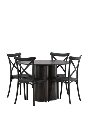 Venture Home Olivia Matbord-Mocca/MoccaFaner+Crosett Matstol-Mattsvart/MattsvartPlast_4