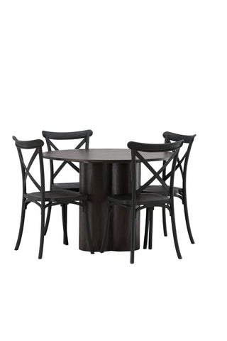 Venture Home Olivia Matbord-Mocca/MoccaFaner+Crosett Matstol-Mattsvart/MattsvartPlast_4