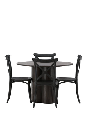 Venture Home Olivia Matbord-Mocca/MoccaFaner+Crosett Matstol-Mattsvart/MattsvartPlast_4