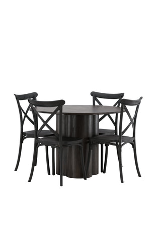 Venture Home Olivia Matbord-Mocca/MoccaFaner+Crosett Matstol-Mattsvart/MattsvartPlast_4