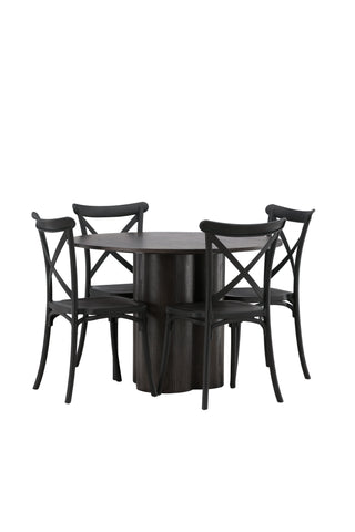 Venture Home Olivia Matbord-Mocca/MoccaFaner+Crosett Matstol-Mattsvart/MattsvartPlast_4