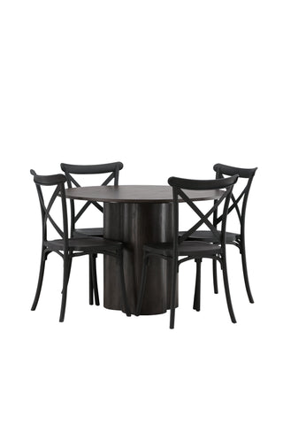 Venture Home Olivia Matbord-Mocca/MoccaFaner+Crosett Matstol-Mattsvart/MattsvartPlast_4