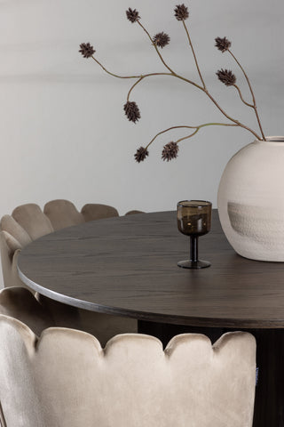 Venture Home Olivia Matbord-Mocca/MoccaFaner+Limhamnstol-Svart/BeigeVelvet_4