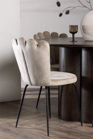 Venture Home Olivia Matbord-Mocca/MoccaFaner+LimhamnLight Chair-Svart/BeigeVelvet_4
