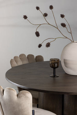 Venture Home Olivia Matbord-Mocca/MoccaFaner+LimhamnLight Chair-Svart/BeigeVelvet_4