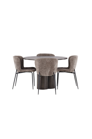 Venture Home Olivia Matbord-Mocca/MoccaFaner+ModestoMatsalsstol-Grå/SmokedBlackBoucle_4