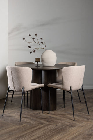 Venture Home Olivia Matbord-Mocca/MoccaFaner+ModestoMatsalsstol-Grå/SmokedBlackBoucle_4