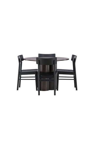 Venture Home Olivia Matbord-Mocca/MoccaFaner+SimrishmanMatstol-Svart/BeigeTC-tyg_4