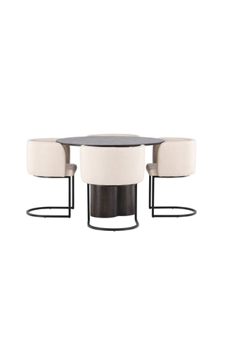 Venture Home Olivia Matbord-Mocca/MoccaVeneer+TempeDiningChair-Mattsvart/Metal_4
