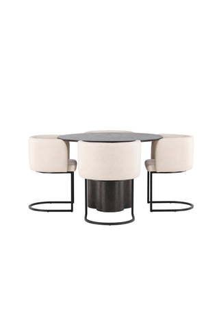 Venture Home Olivia Matbord-Mocca/MoccaFaner+SimrishmanMatstol-Svart/BeigeTC-tyg_4