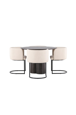 Venture Home Olivia Matbord-Mocca/MoccaFaner+SimrishmanMatstol-Svart/BeigeTC-tyg_4