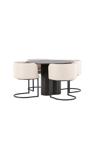 Venture Home Olivia Matbord-Mocca/MoccaFaner+SimrishmanMatstol-Svart/BeigeTC-tyg_4