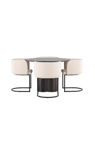 Venture Home Olivia Matbord-Mocca/MoccaFaner+SimrishmanMatstol-Svart/BeigeTC-tyg_4