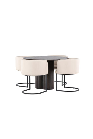 Venture Home Olivia Matbord-Mocca/MoccaFaner+SimrishmanMatstol-Svart/BeigeTC-tyg_4