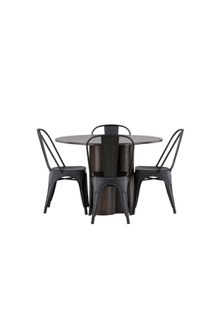 Venture Home Olivia Matbord-Svart/SvartFanér+Crosett Matstol-MattSvart/MattSvartPlast_4