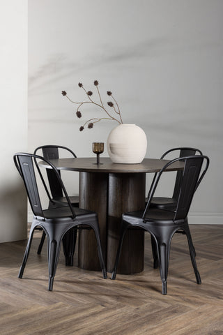 Venture Home Olivia Matbord-Mocca/MoccaVeneer+TempeDiningChair-Mattsvart/Metal_4