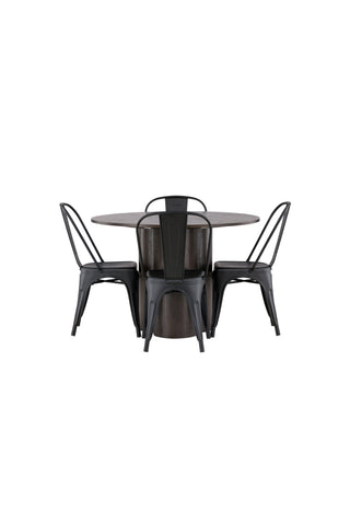 Venture Home Olivia Matbord-Mocca/MoccaVeneer+TempeDiningChair-Mattsvart/Metal_4