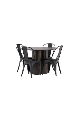 Venture Home Olivia Matbord-Mocca/MoccaVeneer+TempeDiningChair-Mattsvart/Metal_4