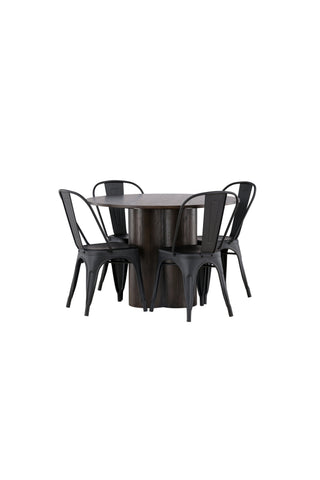 Venture Home Olivia Matbord-Mocca/MoccaVeneer+TempeDiningChair-Mattsvart/Metal_4