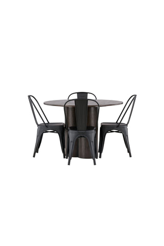 Venture Home Olivia Matbord-Mocca/MoccaVeneer+TempeDiningChair-Mattsvart/Metal_4