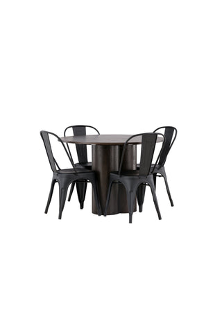 Venture Home Olivia Matbord-Mocca/MoccaVeneer+TempeDiningChair-Mattsvart/Metal_4