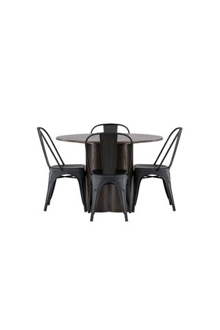 Venture Home Olivia Matbord-Mocca/MoccaVeneer+TempeDiningChair-Mattsvart/Metal_4