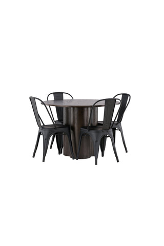Venture Home Olivia Matbord-Mocca/MoccaVeneer+TempeDiningChair-Mattsvart/Metal_4