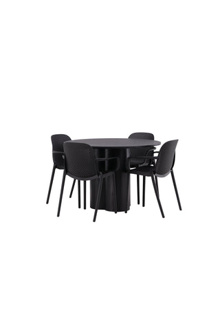 Venture Home Olivia Matbord-Svart/SvartFanér+Baltimore Matstol-Svart/SvartPlast_4