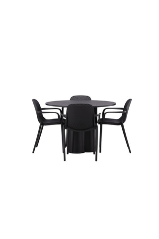 Venture Home Olivia Matbord-Svart/SvartFanér+Baltimore Matstol-Svart/SvartPlast_4