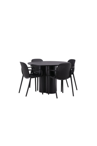 Venture Home Olivia Matbord-Svart/SvartFanér+Baltimore Matstol-Svart/SvartPlast_4