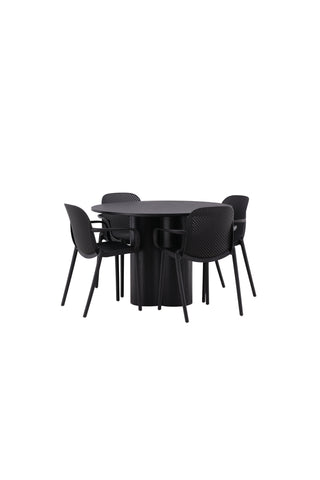 Venture Home Olivia Matbord-Svart/SvartFanér+Baltimore Matstol-Svart/SvartPlast_4