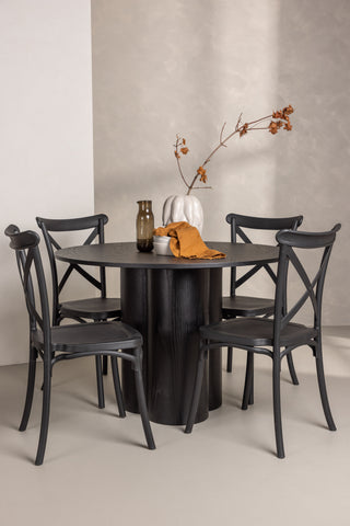 Venture Home Olivia Matbord-Svart/SvartFanér+Crosett Matstol-MattSvart/MattSvartPlast_4