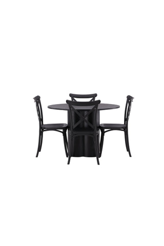Venture Home Olivia Matbord-Svart/SvartFanér+Crosett Matstol-MattSvart/MattSvartPlast_4