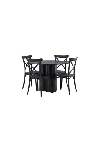 Venture Home Olivia Matbord-Svart/SvartFanér+Crosett Matstol-MattSvart/MattSvartPlast_4