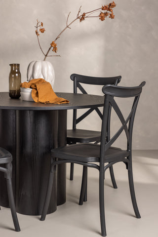 Venture Home Olivia Matbord-Svart/SvartFanér+Crosett Matstol-MattSvart/MattSvartPlast_4