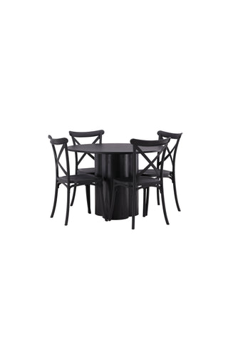 Venture Home Olivia Matbord-Svart/SvartFanér+Crosett Matstol-MattSvart/MattSvartPlast_4