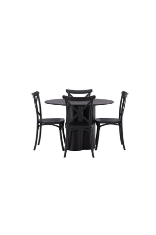 Venture Home Olivia Matbord-Svart/SvartFanér+Crosett Matstol-MattSvart/MattSvartPlast_4