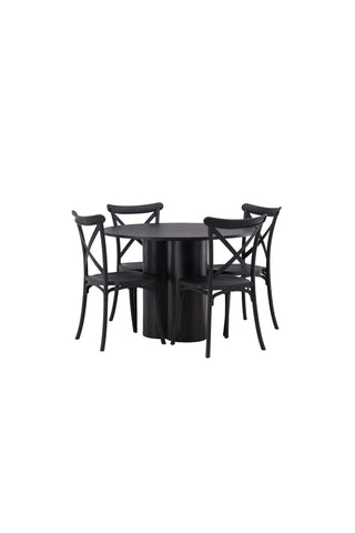 Venture Home Olivia Matbord-Svart/SvartFanér+Crosett Matstol-MattSvart/MattSvartPlast_4