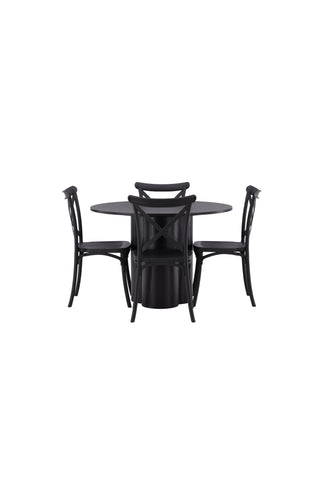 Venture Home Olivia Matbord-Svart/SvartFanér+Crosett Matstol-MattSvart/MattSvartPlast_4